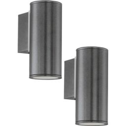 Loops 2 PACK IP44 Outdoor Wall Light Anthracite Zinc Plated Steel 1x 3W GU10 in Metallics - thumbnail 1