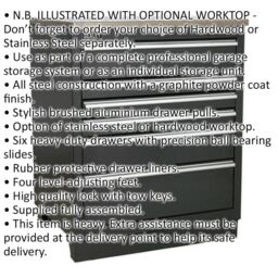 Loops 775mm Heavy Duty Modular Floor Cabinet - 6 Locking Drawers - Steel Construction in Metallics - thumbnail 2
