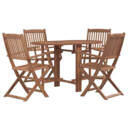 Berkfield Home 5 Piece Folding Outdoor Dining Set Solid Acacia Wood in Brown - thumbnail 2