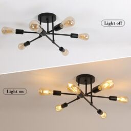 COMELY Sputnik Ceiling Lights, 6-Light Matte Black Flush Ceiling Lights, 52cm - thumbnail 9
