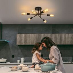COMELY Sputnik Ceiling Lights, 6-Light Matte Black Flush Ceiling Lights, 52cm - thumbnail 5