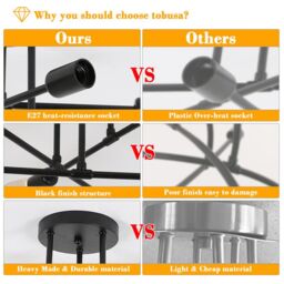 COMELY Sputnik Ceiling Lights, 6-Light Matte Black Flush Ceiling Lights, 52cm - thumbnail 8