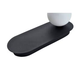 Happy Homewares Matte Sand Black LED Wall Light with Opal White Spherical Glass Shade - thumbnail 4