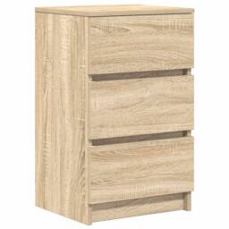 Berkfield Home Bedside Cabinet with 3 Drawers Sonoma Oak 39x35x65 cm in Light Tan - Size: 39 x 35 x 65 cm