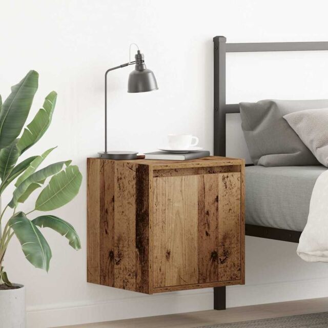 Berkfield Home Wall-Mounted Bedside Cabinet Old Wood 38x34x40 cm in Brown - Size: 38 x 34 x 40 cm - image 1