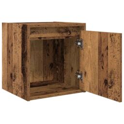 Berkfield Home Wall-Mounted Bedside Cabinet Old Wood 38x34x40 cm in Brown - Size: 38 x 34 x 40 cm - thumbnail 5
