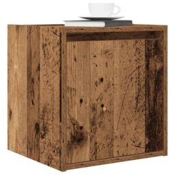 Berkfield Home Wall-Mounted Bedside Cabinet Old Wood 38x34x40 cm in Brown - Size: 38 x 34 x 40 cm - thumbnail 4