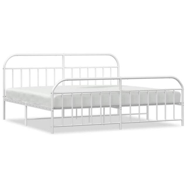 Berkfield Home Metal Bed Frame with Headboard & Footboard White 193x203 cm - image 1