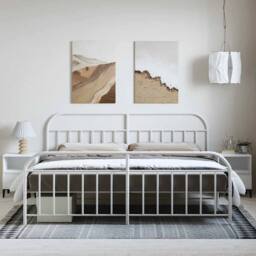 Berkfield Home Metal Bed Frame with Headboard & Footboard White 193x203 cm - thumbnail 4