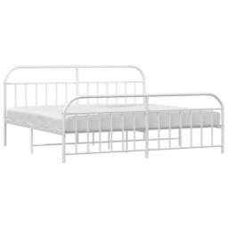 Berkfield Home Metal Bed Frame with Headboard & Footboard White 193x203 cm - thumbnail 5