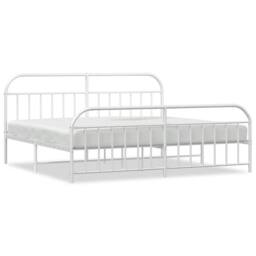 Berkfield Home Metal Bed Frame with Headboard & Footboard White 193x203 cm - thumbnail 1