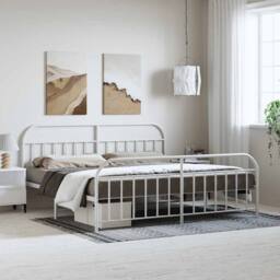 Berkfield Home Metal Bed Frame with Headboard & Footboard White 193x203 cm - thumbnail 2