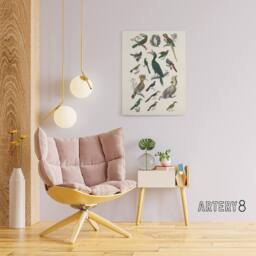 "Artery8 Various Birds Illustration Goldsmith Vintage Canvas Wall Art in White - Size: W24"" x H32""" - thumbnail 3