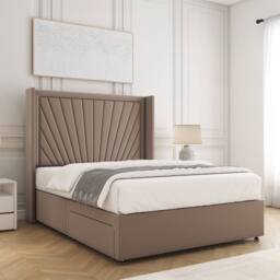 "BSSPOKE Alina Divan Bed Plush Velvet 54""Headboard & 2Drawers Footend Mattress in Bronze - Size: Double" - thumbnail 3