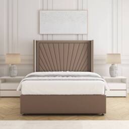 "BSSPOKE Alina Divan Bed Plush Velvet 54""Headboard & 2Drawers Footend Mattress in Bronze - Size: Double" - thumbnail 2