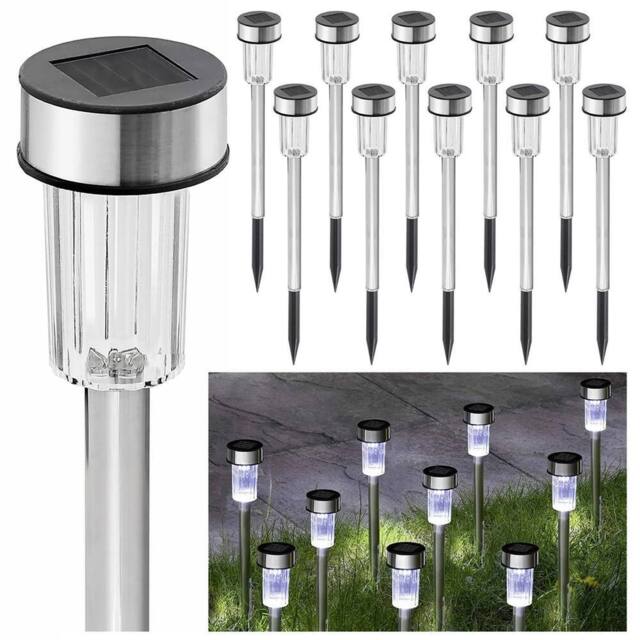 Nordara 10 Pack Solar Stake Lights Outdoor Garden Pathway Lamp in Silver - Size: 100 cm x 100 cm - image 1