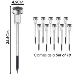 Nordara 10 Pack Solar Stake Lights Outdoor Garden Pathway Lamp in Silver - Size: 100 cm x 100 cm - thumbnail 2