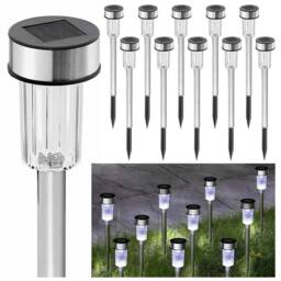 Nordara 10 Pack Solar Stake Lights Outdoor Garden Pathway Lamp in Silver - Size: 100 cm x 100 cm