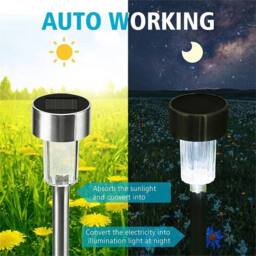 Nordara 10 Pack Solar Stake Lights Outdoor Garden Pathway Lamp in Silver - Size: 100 cm x 100 cm - thumbnail 5