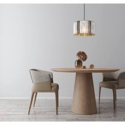 Netlighting Run Pendant Ceiling Light Wood Look K5 Crystals Smoke Colored 1x E27 in Brown - thumbnail 6