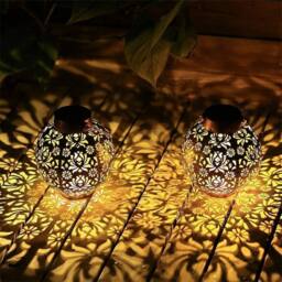EONLION 2Pcs Solar Powered LED Morrocan Lantern in Bronze - Size: 100 cm - thumbnail 4
