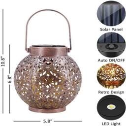 EONLION 2Pcs Solar Powered LED Morrocan Lantern in Bronze - Size: 100 cm - thumbnail 2