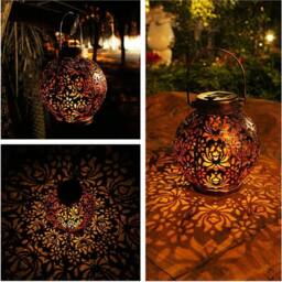 EONLION 2Pcs Solar Powered LED Morrocan Lantern in Bronze - Size: 100 cm - thumbnail 3