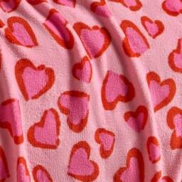 OHS Heart Leopard Flannel Fleece Throw Blanket Soft Bedspread in Pink - Size: 125 cm x 150 cm - thumbnail 2