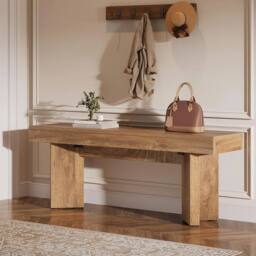 VOGREX 47 Wooden Entryway Bench Bed Bench Seat in Natural - thumbnail 2