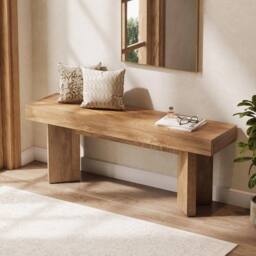 VOGREX 47 Wooden Entryway Bench Bed Bench Seat in Natural - thumbnail 4