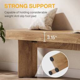 VOGREX 47 Wooden Entryway Bench Bed Bench Seat in Natural - thumbnail 5