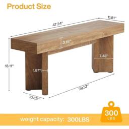 VOGREX 47 Wooden Entryway Bench Bed Bench Seat in Natural - thumbnail 1