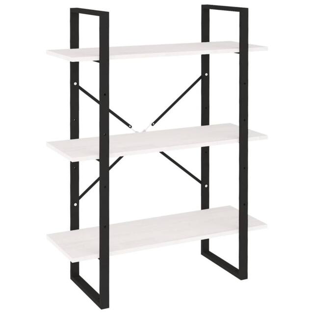 Berkfield Home 3-Tier Book Cabinet White 80x30x105 cm Solid Pine Wood - Size: 80 x 30 x 105 cm - image 1