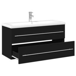 Berkfield Home Elegant Bathroom Sink Cabinet with Built-in Basin Black - thumbnail 5
