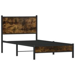 Berkfield Home Metal Bed Frame without Mattress Smoked Oak 80x200 cm in Brown - thumbnail 3