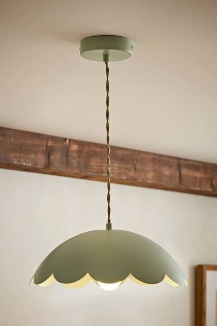ValueLights Millie Metal Flower Style Scallop Ceiling Pendant Light in Pale Green - image 1