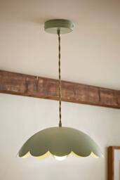 ValueLights Millie Metal Flower Style Scallop Ceiling Pendant Light in Pale Green - thumbnail 1