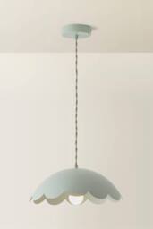 ValueLights Millie Metal Flower Style Scallop Ceiling Pendant Light in Pale Green - thumbnail 3