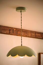 ValueLights Millie Metal Flower Style Scallop Ceiling Pendant Light in Pale Green - thumbnail 2