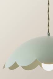 ValueLights Millie Metal Flower Style Scallop Ceiling Pendant Light in Pale Green - thumbnail 4