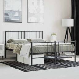 Berkfield Home Metal Bed Frame with Headboard & Footboard Black 120x200 cm - Size: Small Double - thumbnail 4