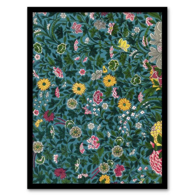 Artery8 Owen Jones Colourful Chinese Botanical Pattern Framed Wall Art Print - Size: A4 - image 1