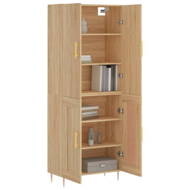 Berkfield Home Highboard Sonoma Oak 69.5x34x180 cm Engineered Wood in Light Tan - image 1