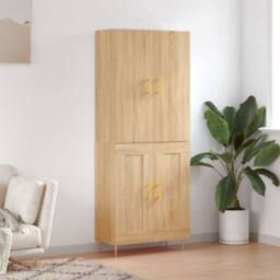 Berkfield Home Highboard Sonoma Oak 69.5x34x180 cm Engineered Wood in Light Tan - thumbnail 2