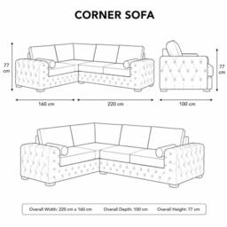 Stratus Interiors Ashley Chesterfield Full Back Plush Velvet Fabric Sofa - Corner in Pink - thumbnail 3