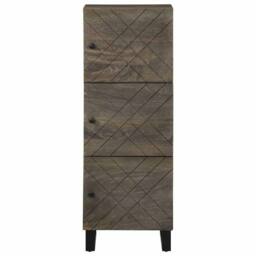 Berkfield Home Highboard Black 40x33x110 cm Solid Wood Mango - Size: 40 x 33 x 110 cm - thumbnail 3