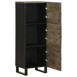 Berkfield Home Highboard Black 40x33x110 cm Solid Wood Mango - Size: 40 x 33 x 110 cm - thumbnail 1