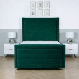 Living Comfort Bedz Selena Plush Velvet Upholstered Bed Slatted Base with 48Inch Headboard in Green - Size: King - thumbnail 2