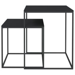 Berkfield Home Coffee Table Set 2 pcs Engineered Wood & Metal in Black - thumbnail 3