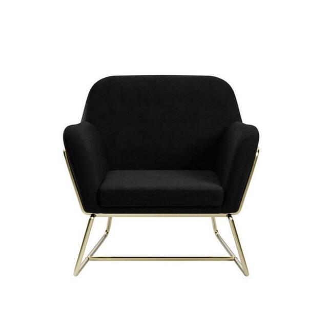 Lemon Pavilion Furniture Charles Armchair - L66 x W75.5 x H76.5 cm - Black/Gold Brushed in Black - Size: 1 Pack - image 1